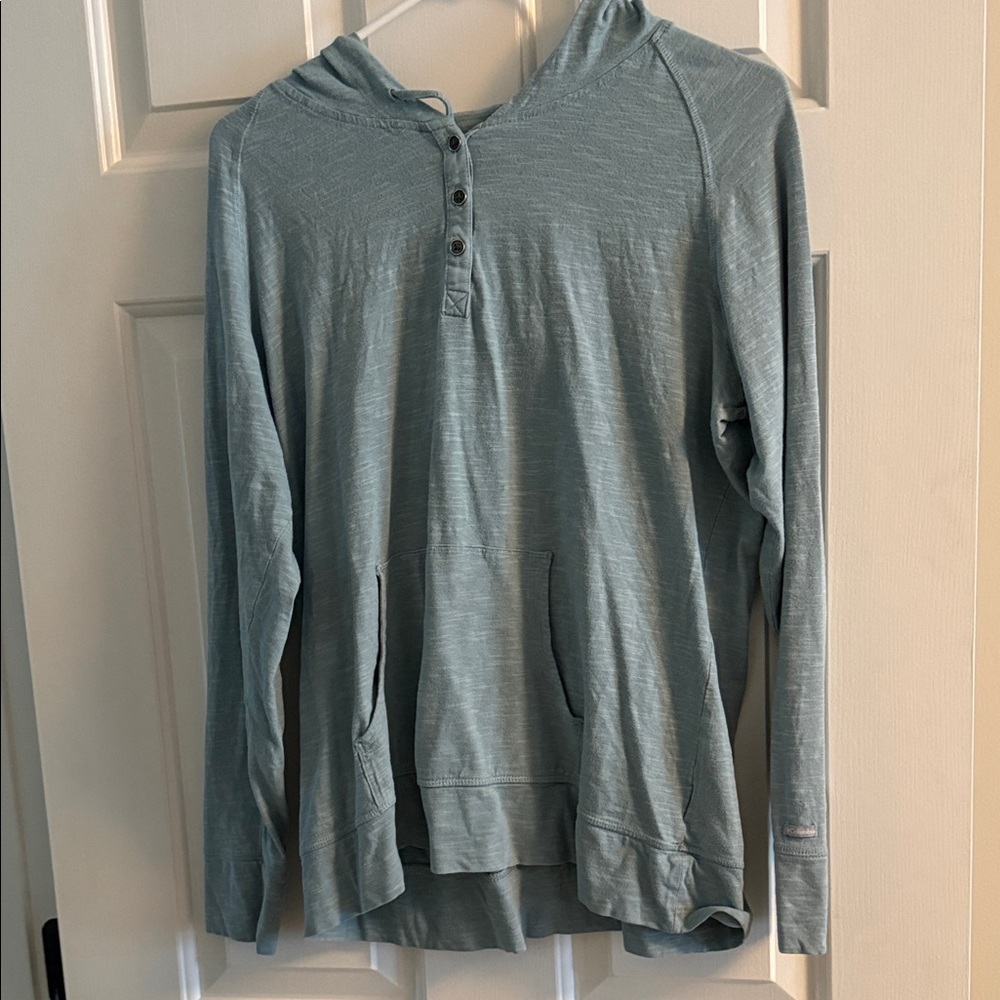 Light Blue Hooded Long Sleeve Top